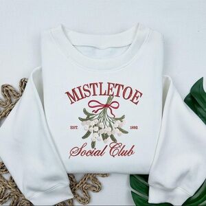 Christmas Mistletoe Embroidered Sweater